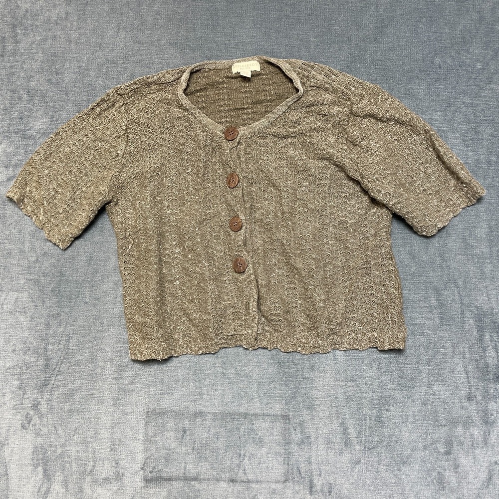 Appleseed's Cardigan Sweater Womens PXL Olive Green Button Front Short Sleeve